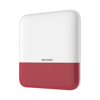 HIKVISION - (AX PRO) Sirena Inalámbrica con Estrobo Rojo para Exterior IP65 / 110 dB