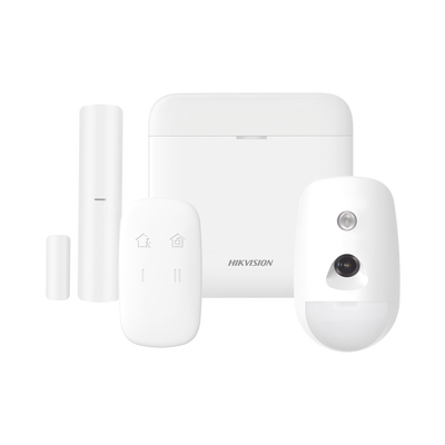 HIKVISION - (AX PRO) KIT de Alarma AX PRO / Incluye: 1 Hub con bateria de respaldo / 1 Sensor PIR con Cámara / 1 Contacto Magnético / 1 Control Remoto / WiFi / Compatible con Hik-Connect P2P