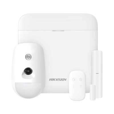 HIKVISION - (AX PRO) KIT de Alarma AX PRO con GSM (3G/4G) / Incluye: 1 Hub / 1 Sensor PIR con Cámara / 1 Contacto Magnético / 1 Control Remoto / WiFi / Compatible con Hik-Connect P2P