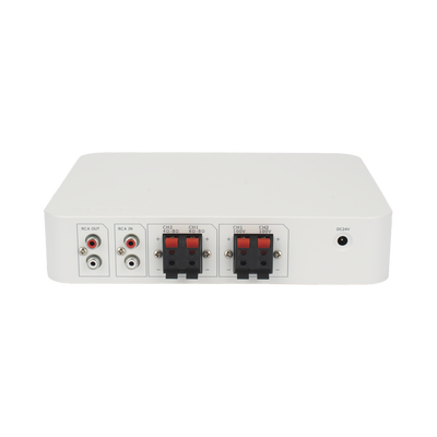 HIKVISION - Amplificador | Bluetooth | 2 Canales | 30 W por Canal | Salida 4-8 Ω x 2 | 100V COM x 2 | Una Zona | Música Ambiental