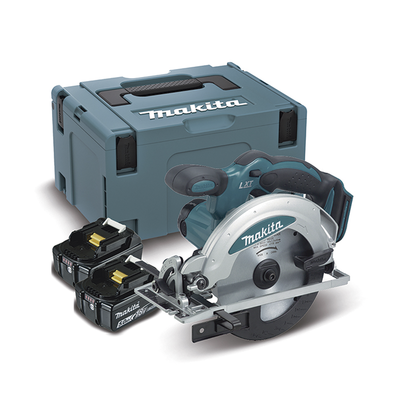 MAKITA - Sierra Circular Inalámbrica de 18V, Diámetro de Disco 6-1/2in, 3700 Rpm , Incluye 2 Baterías Li-Ion de 3.0 Ah, Cargador y Maletín.