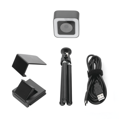 HIKVISION - Cámara Web ALTA DENIFICIÓN (1080p) / Aro de Luz Interconstruido / Gran Angular / Micrófono Integrado / Conector USB de 2 mts / Fácil de Instalar / Reducción de Ruido Inteligente