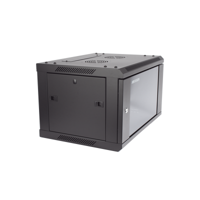 HIKVISION - Gabinete para Montaje en Pared - Piso / Puerta de Cristal Templado / Cuerpo Fijo / 6 Unidades de Rack / 19" / Fabricado en Acero