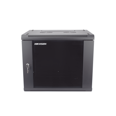 HIKVISION - Gabinete para Montaje en Pared - Piso / Puerta de Cristal Templado / Cuerpo Fijo / 9 Unidades de Rack / 19" / Fabricado en Acero