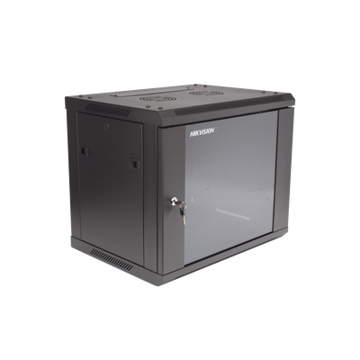 HIKVISION - Gabinete para Montaje en Pared - Piso / Puerta de Cristal Templado / Cuerpo Fijo / 9 Unidades de Rack / 19" / Fabricado en Acero