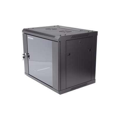 HIKVISION - Gabinete para Montaje en Pared - Piso / Puerta de Cristal Templado / Cuerpo Fijo / 9 Unidades de Rack / 19" / Fabricado en Acero