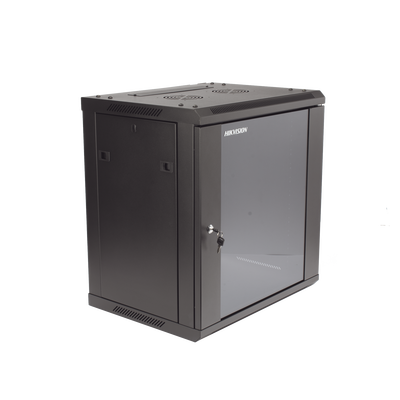HIKVISION - Gabinete para Montaje en Pared - Piso / Puerta de Cristal Templado / Cuerpo Fijo / 12 Unidades de Rack / 19" / Fabricado en Acero
