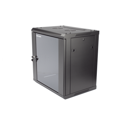 HIKVISION - Gabinete para Montaje en Pared - Piso / Puerta de Cristal Templado / Cuerpo Fijo / 12 Unidades de Rack / 19" / Fabricado en Acero
