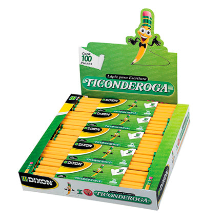DIXON - Lapiz DIXON ticonderoga 2 hexagonal madera caja c/10 estuches c/10 lapices c/u