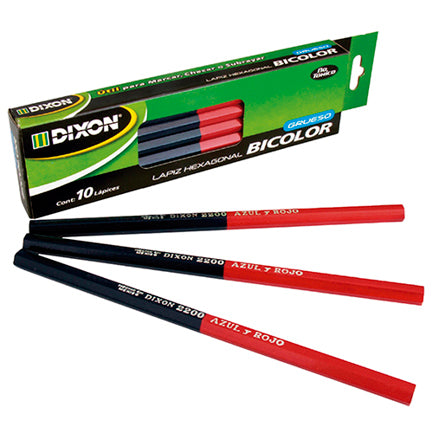 DIXON - Lapiz bicolor DIXON hexagonal grueso caja c/10 piezas
