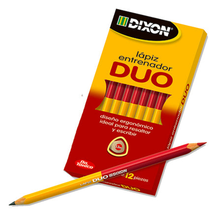 DIXON - Lapiz dúo DIXON grafito/rojo triangular caja c/12 lapices