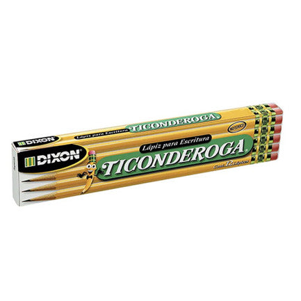 DIXON - Lapiz dixon ticonderoga #2 hexagonal madera caja c/12 lapices