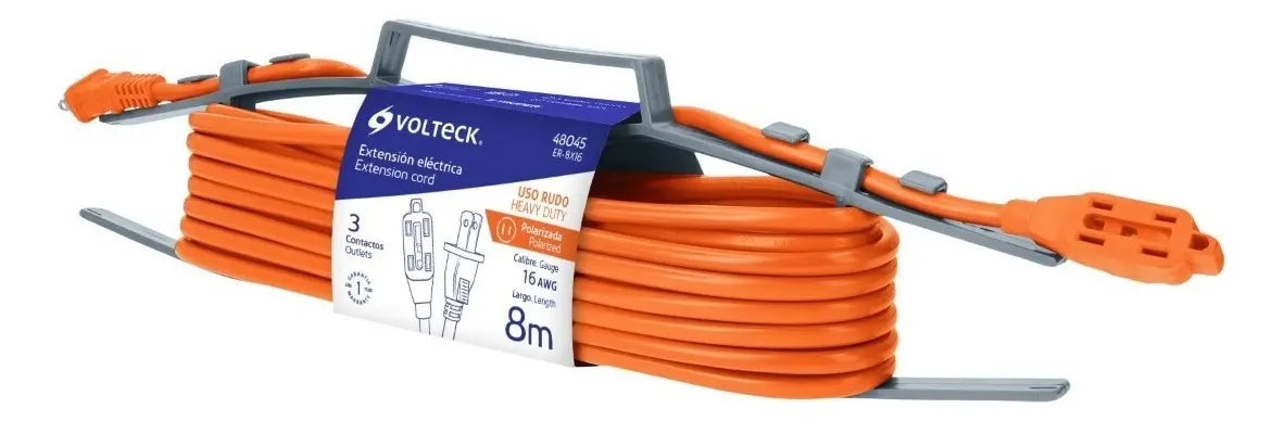 SURTEK - Extensión Eléctrica con Lámpara de Taller / 8 m y 15 m / 75 W Máxima / 127 V / Doble Cubierta PVC / Canastilla E26-E27 / Gancho Resistente / Polarizada / Calibre 16 AWG / Interruptor Incorporado