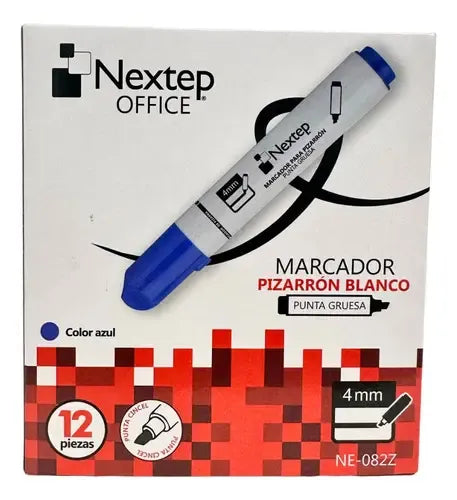 NEXTEP SOLUCIONES - Bundle Marcador Nextep para Pizarron Blanco Azul C/12 Cont. 2 Piezas
