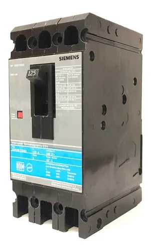 SIEMENS - Interruptor Termomagnético ED6 600V 3X125A, Sin zapatas principales.