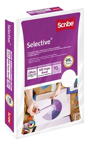 SCRIBE - Papel Cortado Scribe Selective Oficio 99% Blancura 70gr Caja C/5000 Hojas