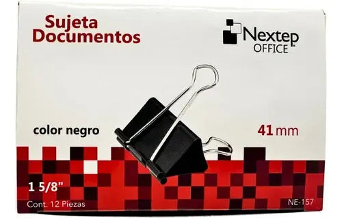 NEXTEP SOLUCIONES - Bundle Sujeta Documentos Nextep 41mm (1 5/8") 12Pzs Cont. 10 Piezas