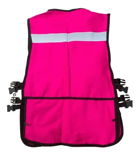CHALECO BRIGADISTA FUCSIA REFLEJANTE CON BOLSA TU