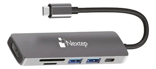 NEXTEP SOLUCIONES - Hub Nextep USB-C 6 en 1 USB 3.0/HDMI/4K Lector SD-TF