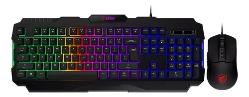 MSI - Kit Gamer Teclado y Mouse MSI FORGE GK100 Alámbrico USB Negro Español Membrana RGB
