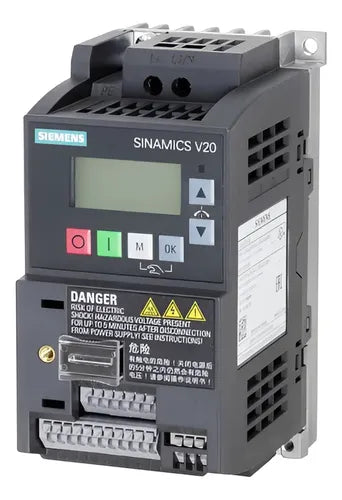 SIEMENS - Variador de Frecuencia SINAMICS V20 / 0.37 kW / 230V IEC / 4 Entradas Digitales / 2 Entradas Analógicas / USS Modbus RTU / IP20