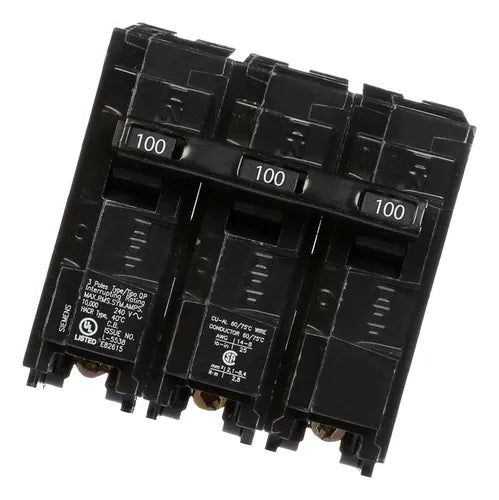 SIEMENS - Interruptor automático enchufable tipo QP 3 polos, 100 amp.