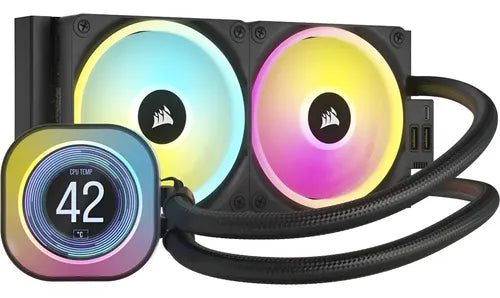 CORSAIR - Enfriador líquido Corsair iCue Link H100I LCD RGB para CPU 2x 120mm hasta 2400RPM Negro