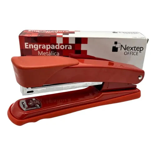 NEXTEP SOLUCIONES - Bundle Engrapadora Nextep Metalica Premium Tira Completa Rojo Cont. 12 Piezas