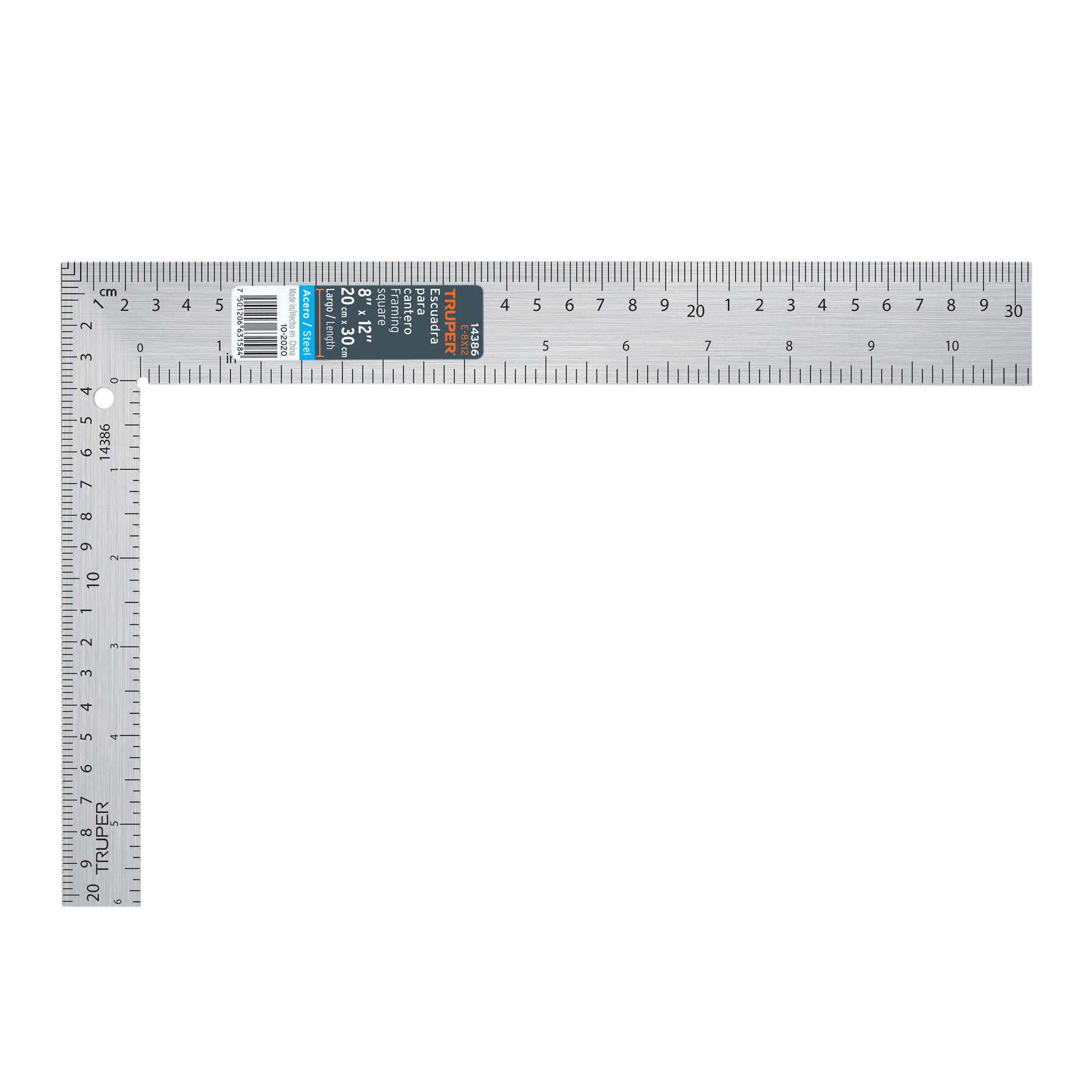 Escuadra 8'x12' de acero para cantero, Truper