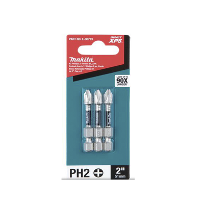 MAKITA - Punta Reforzada de 2" Phillips #2 Impact XPS®, Paquete con 3 piezas