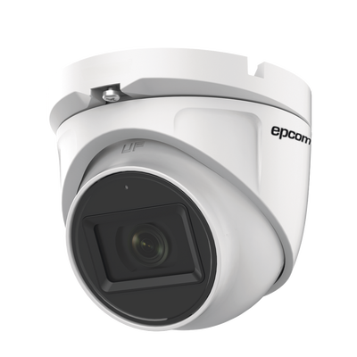 EPCOM PROFESSIONAL - AUDIO POR COAXITRON / Domo TURBOHD 2 Megapixel (1080p) / Gran Angular 106° / Lente 2.8 mm / 20 mts IR EXIR / Exterior IP66 / 4 Tecnologías / dWDR / Metal