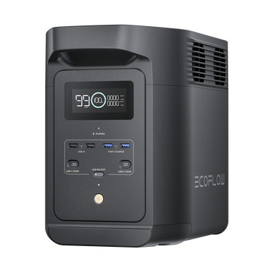 ECOFLOW - Estación de Energía Portátil de 980Wh Litio LFP / 10 Puertos AC 500 W (Max. 1000W) / 2 USB-C 100W / Cargador de Coche 10A a 12.6V / Conectividad WiFi y Bluetooth (App) / Carga Solar 500W Max.