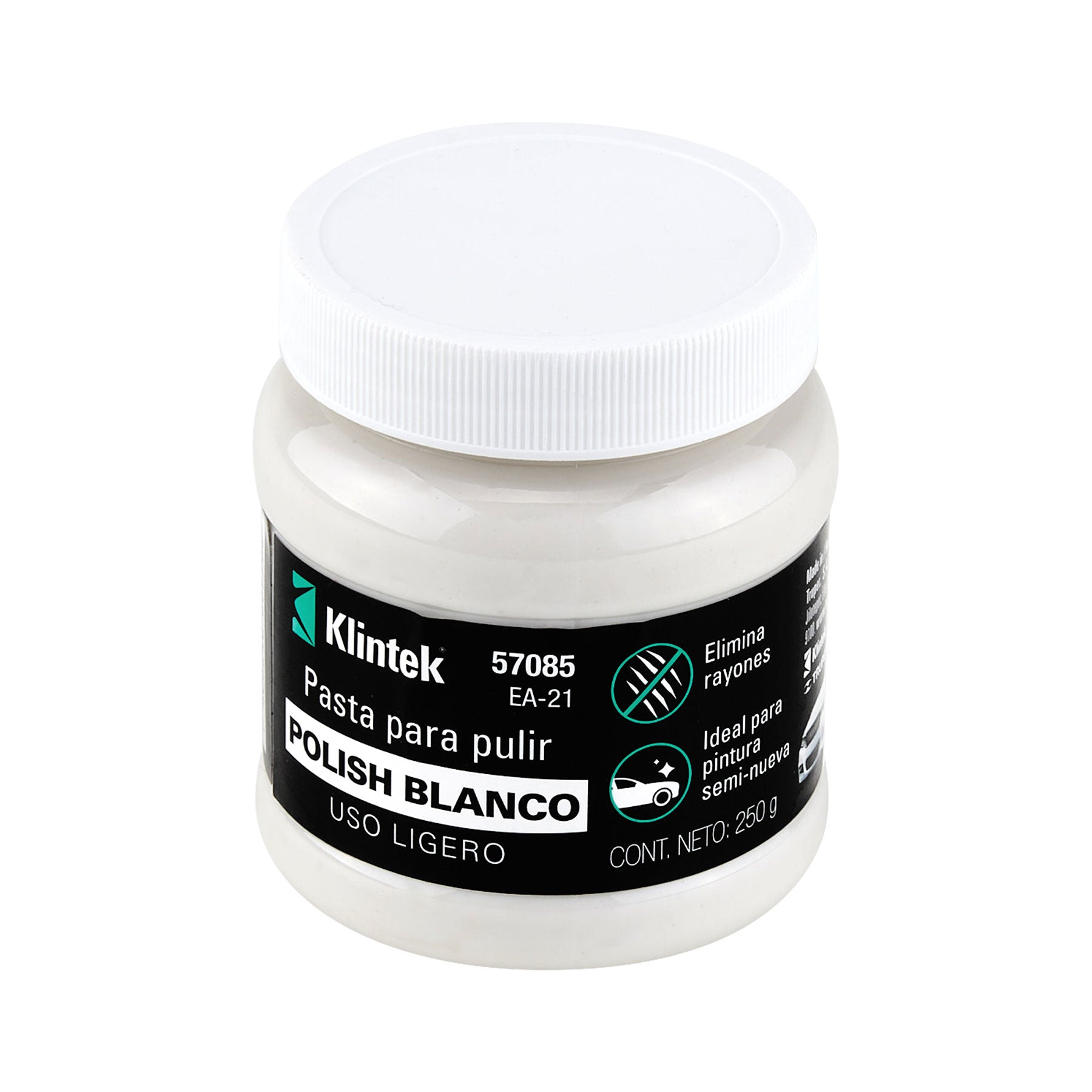 Polish en pasta blanca para auto, 250 g, uso ligero, KLINTEK