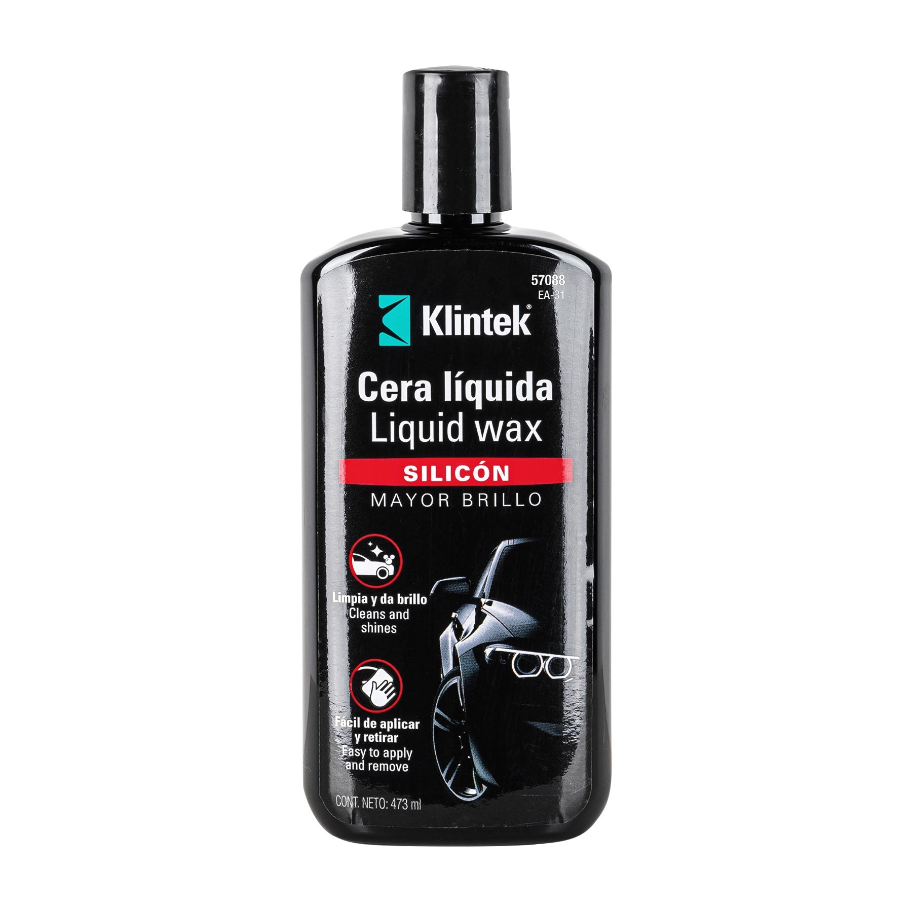 Cera liquida de silicon para auto, 473 ml, KLINTEK