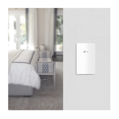TP-LINK - Punto de acceso Omada doble banda 802.11ac, PoE 802.3af/at, MU-MIMO, MIMO 2x2 diseño placa de pared con tres puertos adicionales, soporta hasta 100 clientes.