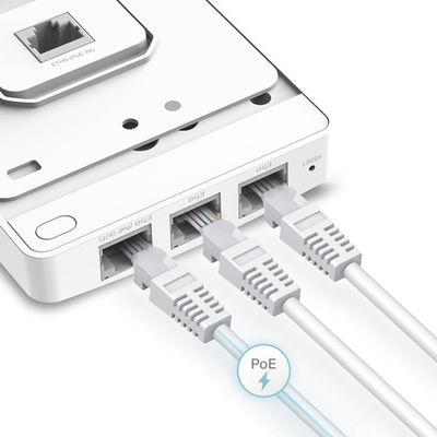 TP-LINK - Punto de acceso Omada /  Doble Banda AC1200 MU-MIMO / Diseño para Pared con 3 Puertos Adicionales / Configuruación por Controlador o Stand-Alone / Alimentación PoE af/at