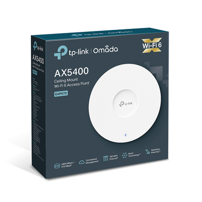 TP-LINK - Punto de Acceso Omada / Wi-Fi 6 AX5400 MU-MIMO 4x4 /  Mesh Omada / Alta Densidad de Usuarios / Configuración por Controlador o Stand-Alone / Para Montaje en Techo/pared / Alimentación PoE+