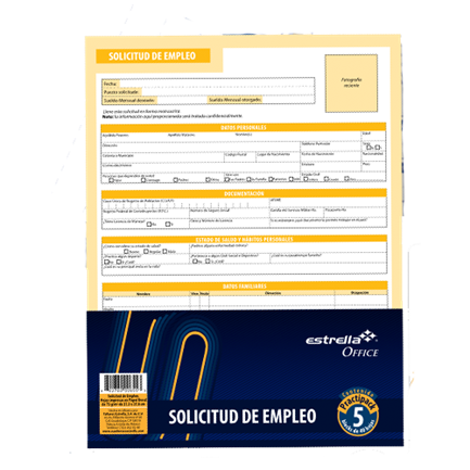 ESTRELLA - Block Solicitud de empleo 40 Hojas