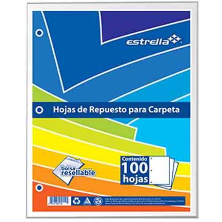 ESTRELLA - HOJA REPUESTO ESTRELLA CARTA BLANCO 100HJS PAQ C/20