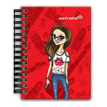 ESTRELLA - Libreta ESTRELLA 1/8 Espiral Doble WIRE-O Pasta Dura Raya 80 Hojas