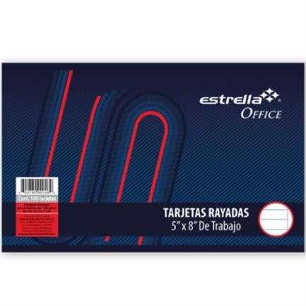 ESTRELLA - Tarjetas de Trabajo Estrella 5"x8"(20.3x12.7cm) Rayada c/100 Hojas