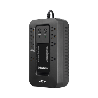 CYBERPOWER - UPS de 450 VA/260 W, Topología Standby con Modo Ahorrador ECO, Entrada 120 Vca NEMA 5-15P, Con 8 Tomas NEMA 5-15R