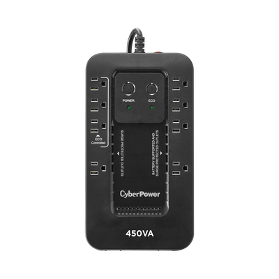 CYBERPOWER - UPS de 450 VA/260 W, Topología Standby con Modo Ahorrador ECO, Entrada 120 Vca NEMA 5-15P, Con 8 Tomas NEMA 5-15R