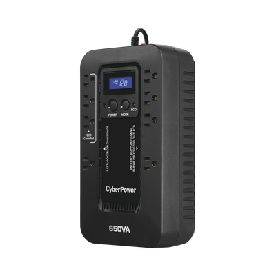 CYBERPOWER - UPS de 650 VA/390 W, Topología Standby con Modo Ahorrador ECO, Entrada 120 Vca NEMA 5-15P, Con 8 Tomas NEMA 5-15R