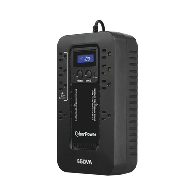 CYBERPOWER - UPS de 650 VA/390 W, Topología Standby con Modo Ahorrador ECO, Entrada 120 Vca NEMA 5-15P, Con 8 Tomas NEMA 5-15R