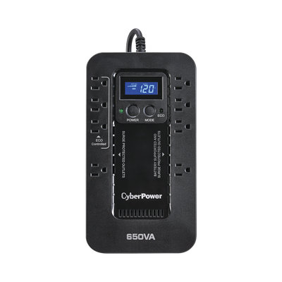 CYBERPOWER - UPS de 650 VA/390 W, Topología Standby con Modo Ahorrador ECO, Entrada 120 Vca NEMA 5-15P, Con 8 Tomas NEMA 5-15R