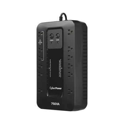 CYBERPOWER - UPS de 750 VA/450 W, Topología Standby con Modo Ahorrador ECO, Entrada 120 Vca NEMA 5-15P, Con 12 Tomas NEMA 5-15R
