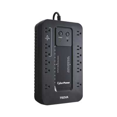 CYBERPOWER - UPS de 750 VA/450 W, Topología Standby con Modo Ahorrador ECO, Entrada 120 Vca NEMA 5-15P, Con 12 Tomas NEMA 5-15R
