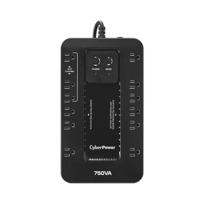 CYBERPOWER - UPS de 750 VA/450 W, Topología Standby con Modo Ahorrador ECO, Entrada 120 Vca NEMA 5-15P, Con 12 Tomas NEMA 5-15R
