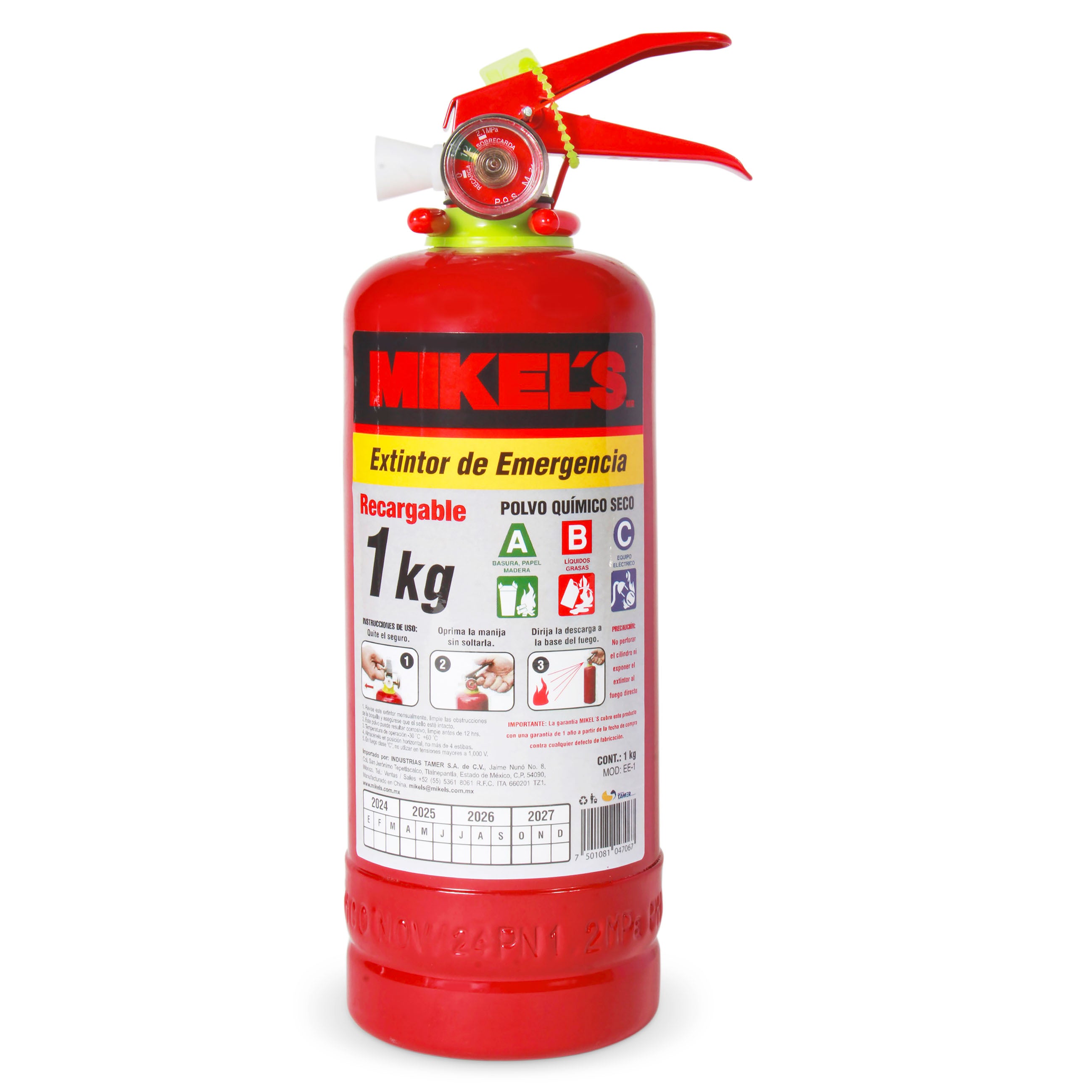Extintor de emergencia recargable (1 kg)